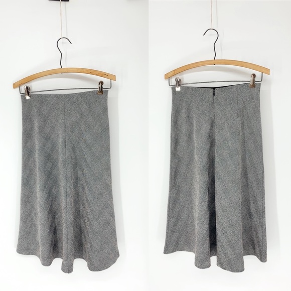 H&M Skirts Hm Skirt Grey Plaid Houndstooth A Line Midi 9s High Rise
